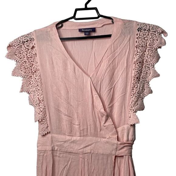 Roaman’s Women's Crinkle Wrap Maxi Dress Size 12W‎ Blush Pink - Picture 11 of 13